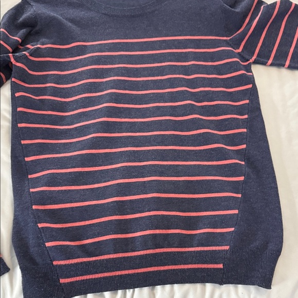 Poof Striped Knit Sweater Navy Pink Large - Picture 4 of 5